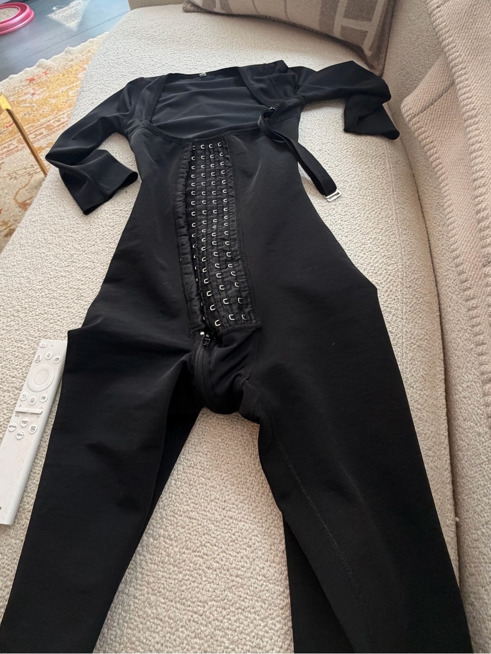 Black Sculpting Jumpsuit with Hook-&-Eye Front zip crotch POST SURGICAL NWT